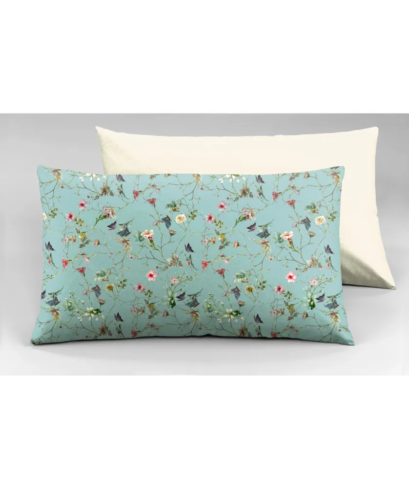 Set 2 federe coppia di federe bifaccia doubleface stampa digitale 100% cotone Made Italy RISVEGLIO DI PRIMAVERA/PANNA