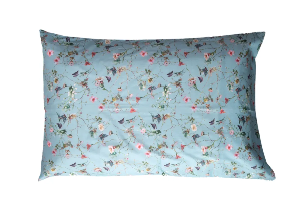 Set 2 federe coppia di federe bifaccia doubleface stampa digitale 100% cotone Made Italy RISVEGLIO DI PRIMAVERA/PANNA