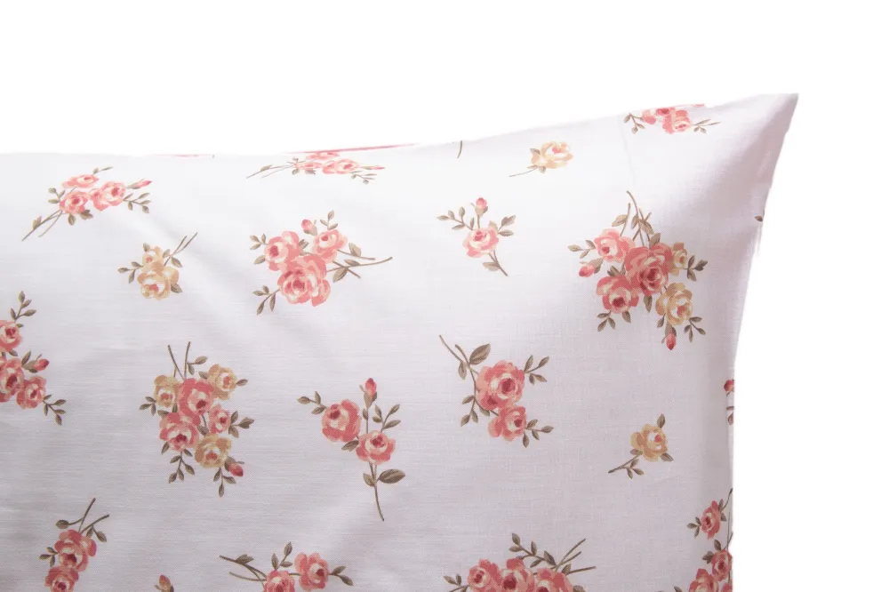 Set 2 federe coppia di federe bifaccia doubleface stampa digitale 100% cotone Made Italy FIORELLINI/PANNA