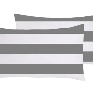 Set 2 federe coppia di federe stampa digitale 100% cotone, Made Italy RIGA MAXI GRIGIO