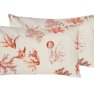 Set 2 federe coppia di federe stampa digitale 100% cotone, Made Italy CORALLO ROSSO