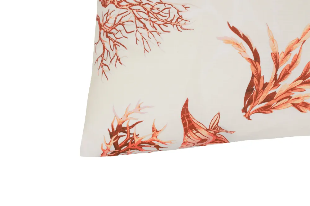 Set 2 federe coppia di federe stampa digitale 100% cotone, Made Italy CORALLO ROSSO