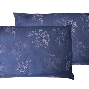 Set 2 federe coppia di federe stampa digitale 100% cotone, Made Italy OCEANO BLU