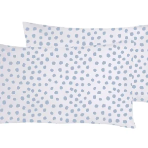 Set 2 federe coppia di federe stampa digitale 100% cotone Made Italy DOT MINI CELESTE