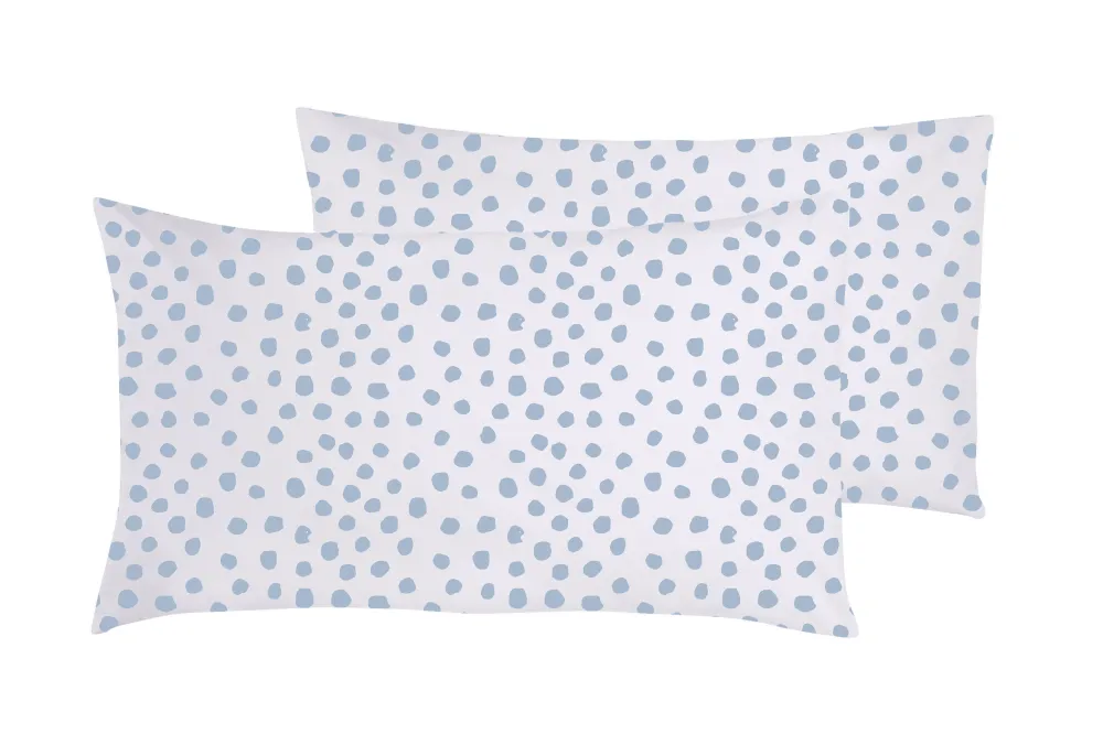 Set 2 federe coppia di federe stampa digitale 100% cotone Made Italy DOT MINI CELESTE