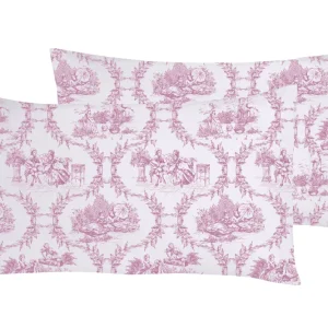 Set 2 federe coppia di federe stampa digitale 100% cotone Made Italy TOILE DE JOUY BORGOGNA
