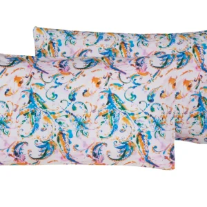 Set 2 federe coppia di federe stampa digitale 100% cotone, Made Italy PAISLEY MULTICOLOR