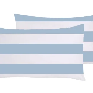 Set 2 federe coppia di federe stampa digitale 100% cotone, Made Italy RIGA MAXI CELESTE