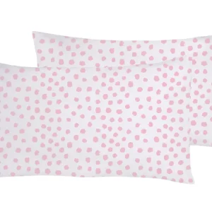 Set 2 federe coppia di federe stampa digitale 100% cotone Made Italy DOT MINI ROSA