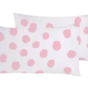Set 2 federe coppia di federe stampa digitale 100% cotone, Made Italy DOT MAXI ROSA