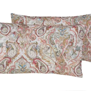 Set 2 federe coppia di federe stampa digitale 100% cotone, Made Italy PAISLEY DORATO