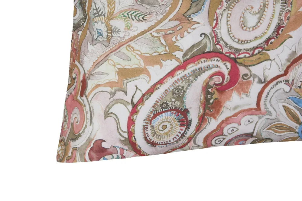 Set 2 federe coppia di federe stampa digitale 100% cotone, Made Italy PAISLEY DORATO
