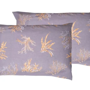 Set 2 federe coppia di federe stampa digitale 100% cotone, Made Italy OCEANO GRIGIO