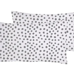 Set 2 federe coppia di federe stampa digitale 100% cotone Made Italy DOT MINI GRIGIO