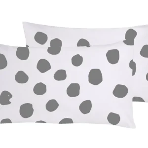 Set 2 federe coppia di federe stampa digitale 100% cotone Made Italy DOT MAXI GRIGIO
