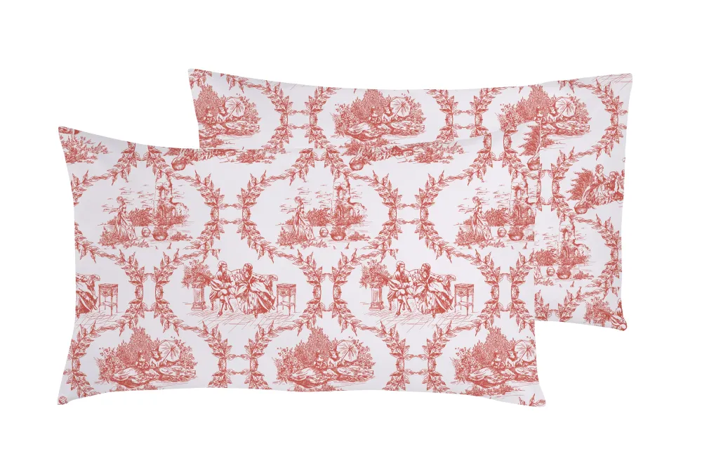 Set 2 federe coppia di federe stampa digitale 100% cotone, Made Italy TOILE DE JOUY MALDIVE