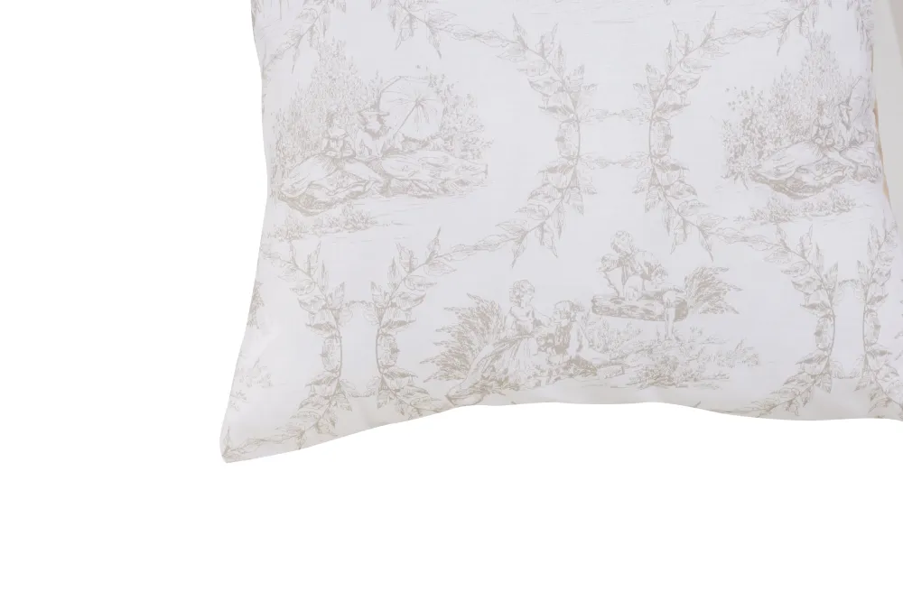 Set 2 federe coppia di federe stampa digitale 100% cotone, Made Italy TOILR DE JOUY CAMARGUE