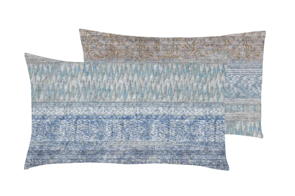 Set 2 federe coppia di federe stampa digitale 100% cotone, Made Italy TERRA E MARE