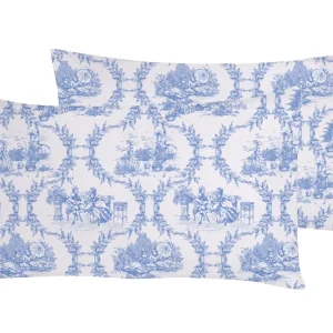 Set 2 federe coppia di federe stampa digitale 100% cotone, Made Italy TOILE DE JOUY OLIMPIA