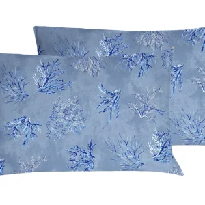Set 2 federe coppia di federe stampa digitale 100% cotone, Made Italy OCEANO AZZURRO