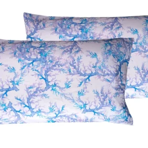 Set 2 federe coppia di federe stampa digitale 100% cotone, Made Italy CORALLO ACQUARELLO