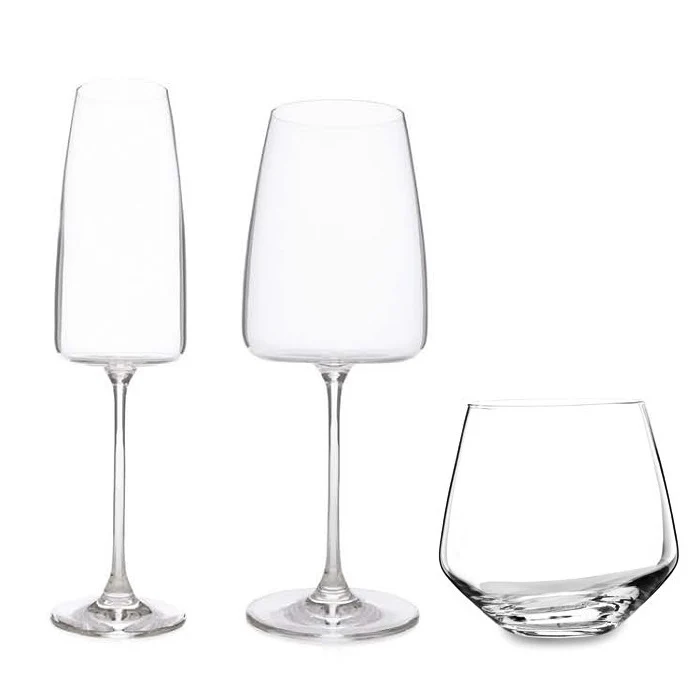 Set 6 Flute + 6 Calici Vino + 6 Bicchieri Bassi "Lord" Fade Maison