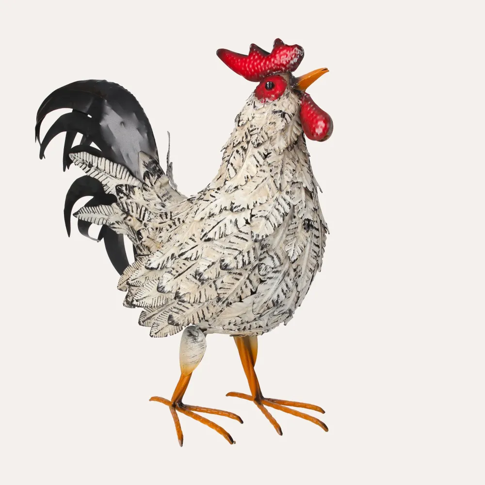 Set Gallo e Gallina Decorativi Ferro Bicolore