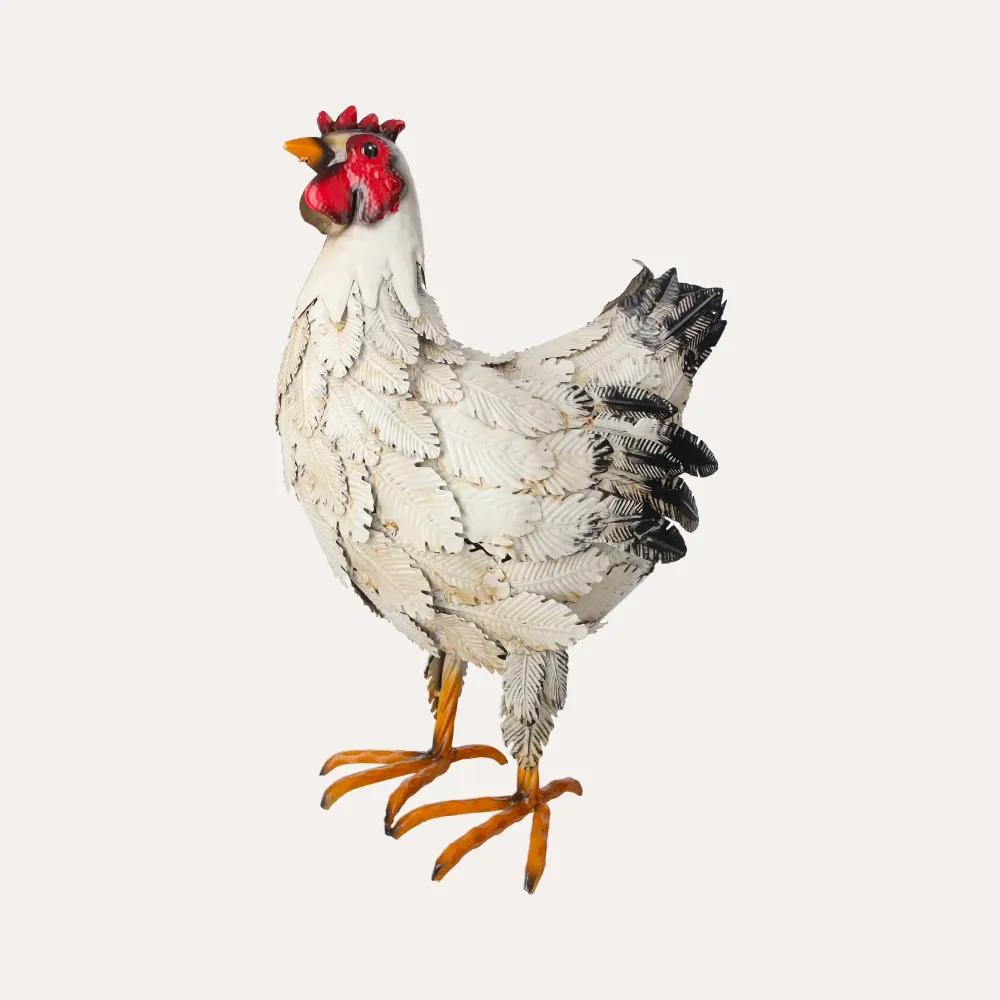 Set Gallo e Gallina Decorativi Ferro Bicolore