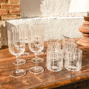 Set di 12 pezzi di bicchieri e calici cristallo con onde