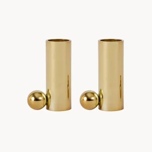 Set 2 portacandele alti ottone Palloa