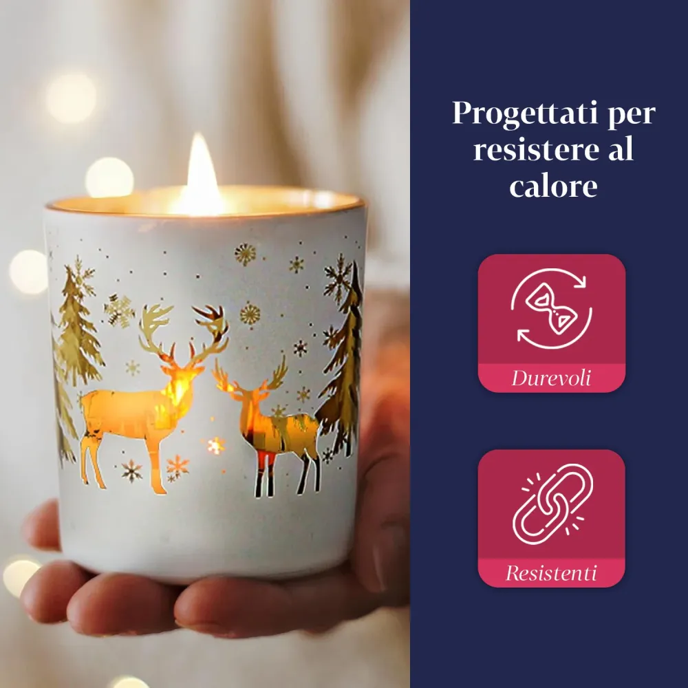 Set di 3 Portacandele Decorativi Edizione Limitata Natalizia Vetro