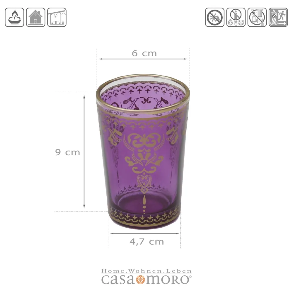 Set da 6 portacandele vetro viola-viola
