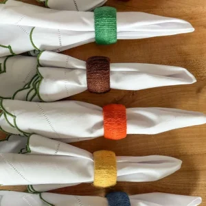 Set di 6 portatovaglioli iuta colorata