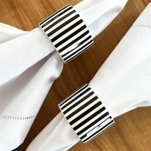 Set di 2 Portatovaglioli Righe Bianche e Nere