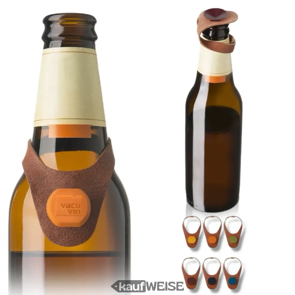 Set di 6 segnabottiglie VACUVIN finta pelle | Segnabicchieri per etichettare i bicchieri | Segnalini per bevande riutilizz...