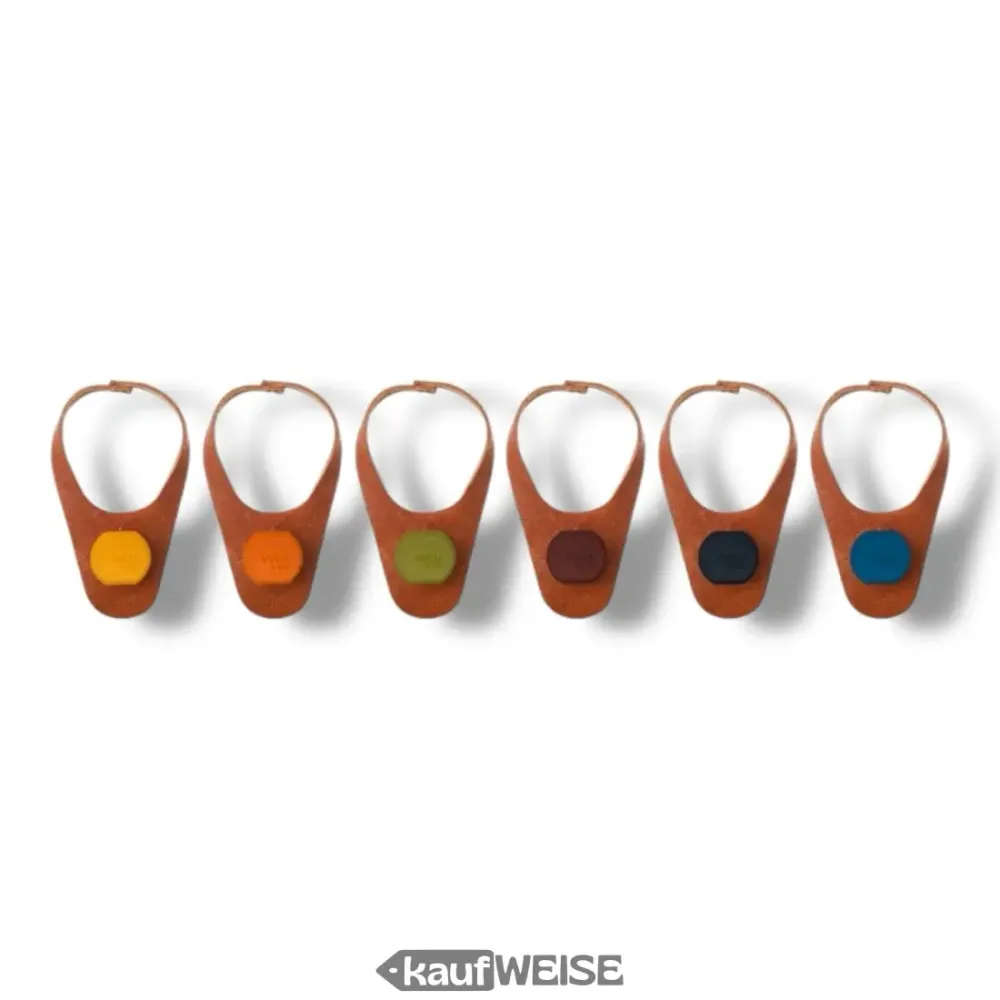 Set di 6 segnabottiglie VACUVIN finta pelle | Segnabicchieri per etichettare i bicchieri | Segnalini per bevande riutilizz...