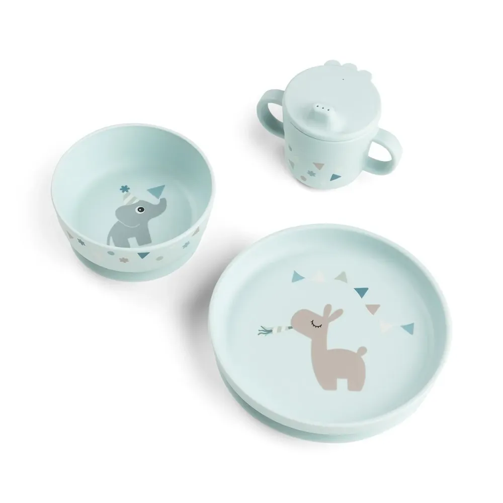 Set di stoviglie per bambini con ventosa Celebration Blu