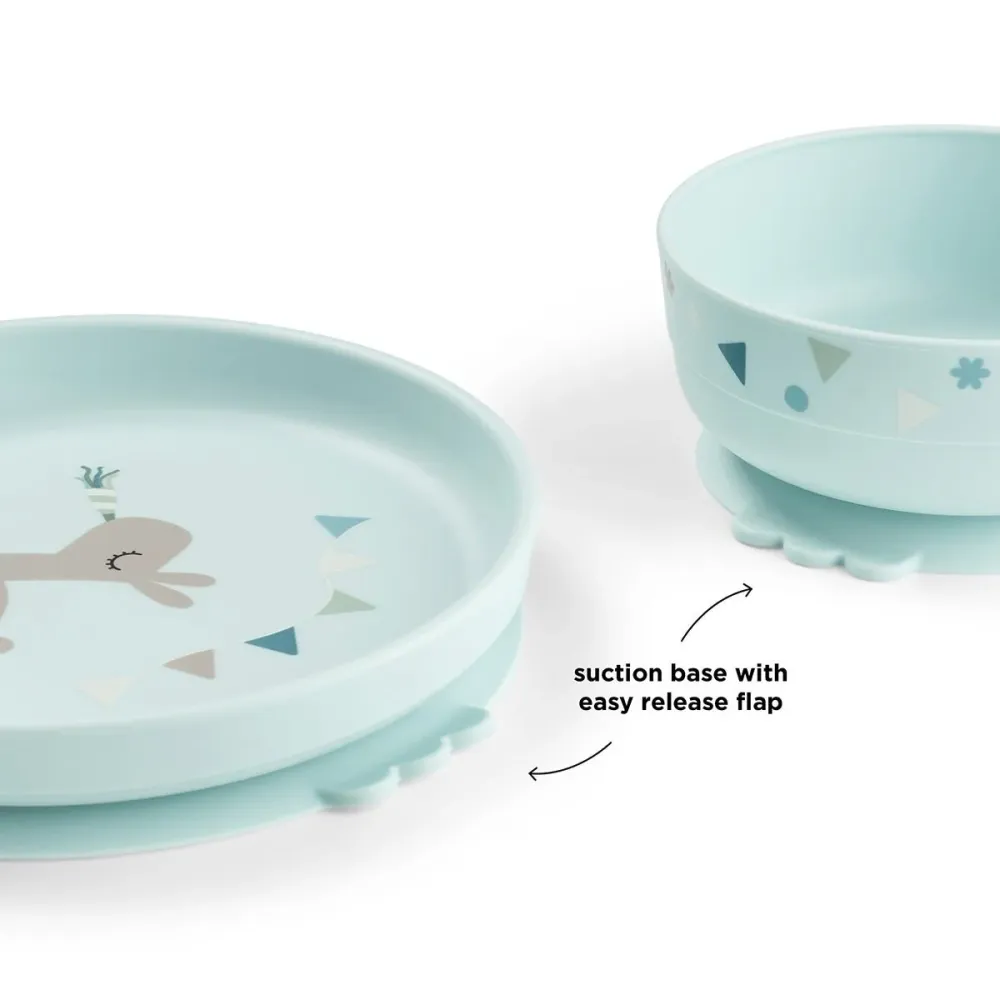 Set di stoviglie per bambini con ventosa Celebration Blu
