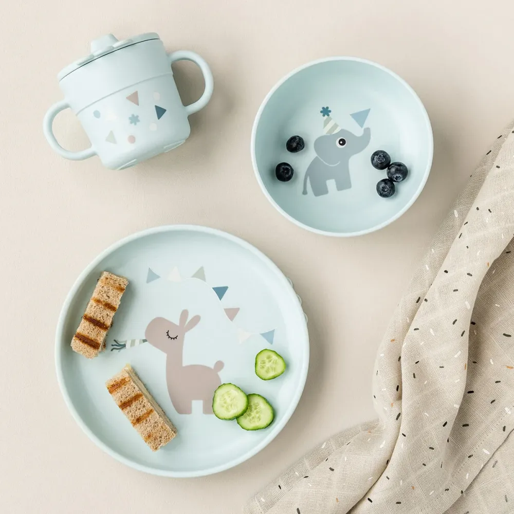 Set di stoviglie per bambini con ventosa Celebration Blu