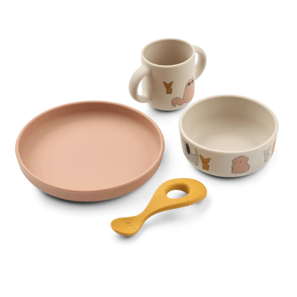 Set di stoviglie per bambini Liewood Vivi Cats And Dogs/ Sandy