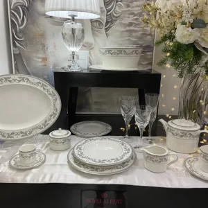 Set tavola completo Piatti Livellara Royal Palais 93 Pezzi + Bicchieri TP Cristal 38 Pezzi– porcellana e cristallo elegante
