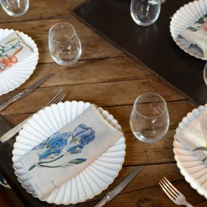 Set di 6 tovaglioli di lino con disegno floreale
