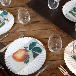 Set di 6 tovaglioli di lino con disegno di frutta