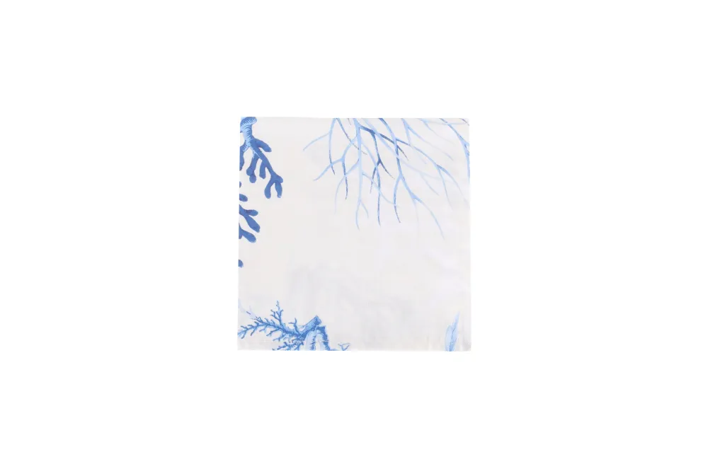 Set 6 tovaglioli da tavola 100% cotone stampa digitale, made Italy CORALLI BLU