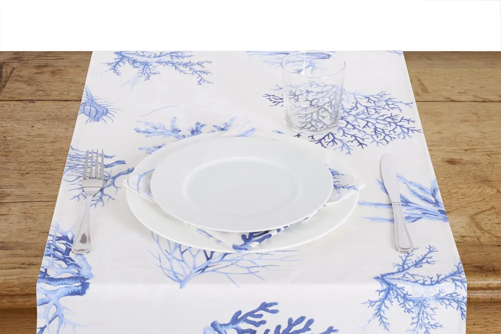 Set 6 tovaglioli da tavola 100% cotone stampa digitale, made Italy CORALLI BLU