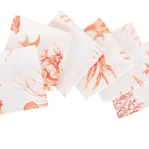 Set 6 tovaglioli da tavola 100% cotone stampa digitale, made Italy CORALLI ROSSO
