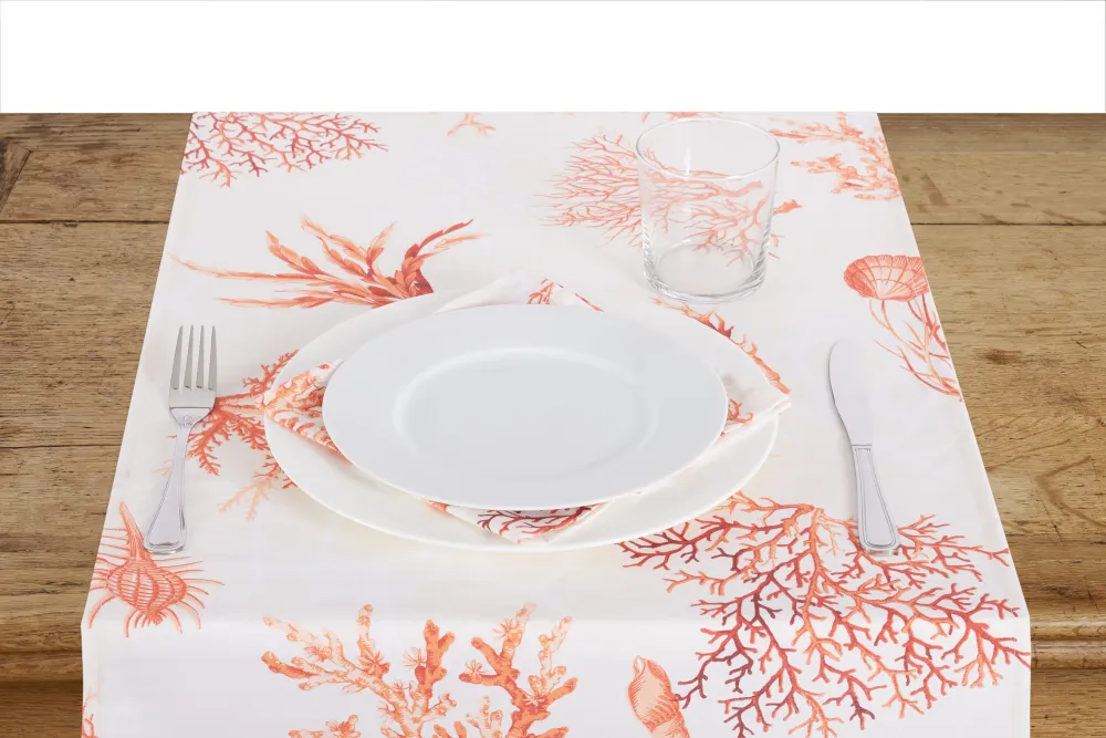 Set 6 tovaglioli da tavola 100% cotone stampa digitale, made Italy CORALLI ROSSO