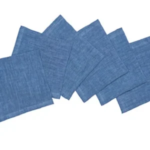 Set di 6 tovaglioli da tavola 45 X 45 CM 100% puro lino lavato delavè stone washed morbido resistente elegante made italy...