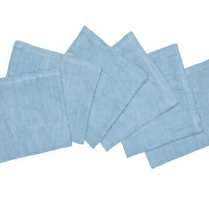Set di 6 tovaglioli da tavola 45 X 45 CM 100% puro lino lavato delavè stone washed morbido resistente elegante made italy...