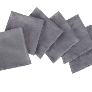 Set di 6 tovaglioli da tavola 45 X 45 CM 100% puro lino lavato delavè stone washed morbido resistente elegante made italy...